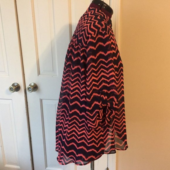 SAY ANYTHING WOMAN'S SIZE 1X PULLOVER V-NECK TOP SHEER SHIRT 3/4 SLEEVES BLOUSE - Picture 4 of 5